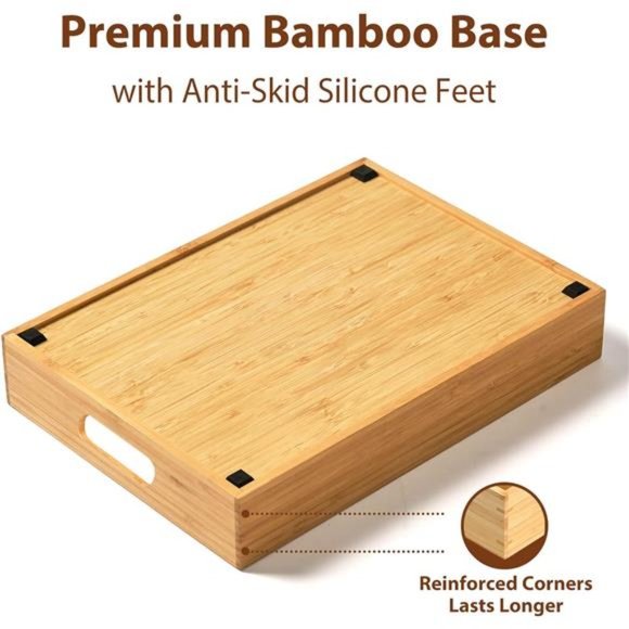 Kitchen Cabinet Organizer with Adjustable Dividers, Bamboo Drawer Caddy, Box - Picture 4 of 7